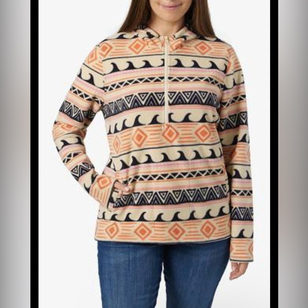 O'Neill Cream and Pink Patterned Fleece Jacket